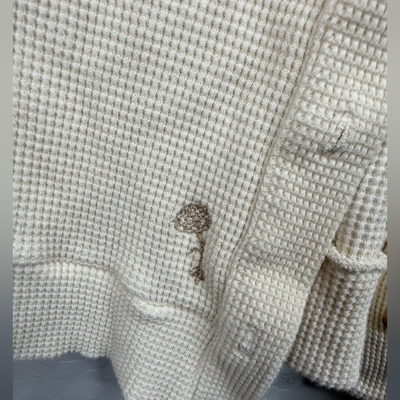 The Good Alma Long Waffle Cardigan Organic Cotton Hood Lounge Boho Cozy Cream M - Picture 3 of 8